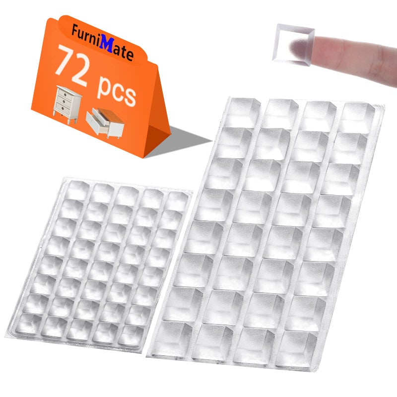 FURNIMATE Clear Rubber Feet 72PCS Self Adhesive Rubber Feet Bumper Pads Tall Square Bumpers for Electronics Speakers Computers Keyboard PS4 - Image 1